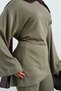 Women's Tie-Back Elastic Waist Pant Suit Khaki Green - 5