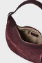 Genuine Suede Baguette Shoulder Bag with Detailed Buckle - Burgundy - 6