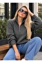 Women's Half Zipper High Neck Slim Knit Tri̇ko Sweater Kpln