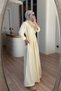 Pile Detailed Flared Dress - Yellow - 2