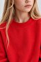 Girl's Oversize Sweatshirt Basic Red – Crew Neck, 3-Thread Ribbed Fleece - 4