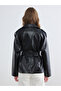 Esvab • Modern & Distinctive Belted Women's Leather Look Coat - 5