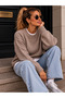 Women's Crew Neck Soft Soft Textured Oversize Acrylic Knitwear Sweater - 2