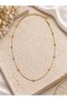 💎   Premium Shiny and Stylish Gold Color Ball Detailed Thin 316L Steel Chain Women's Necklace (45 cm) - 3