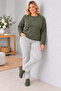 Women's Water Drop Stone Embroidered Crew Neck Comfortable Fit Knitwear Sweater C27051-Khaki - 4