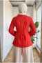 Women's Tunic Blouse with Crossed Lace-Up Back and Corsage Detail, 70 cm - 2