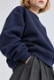Girl's Oversize Sweatshirt Basic Navy Blue – Crew Neck, 3-Ply Fleece - 4