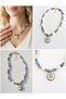 Floral Pattern Pendant Natural Stone Necklace - Sodalite and Pearlescent Beaded |   Maiolica - 3