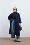 Women's Plaid Lined Pocket Detail Shirt Collar Hidden Zipper Lined Trench Coat Navy Blue - 7