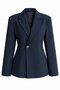 Navy Blue Padded Waist Blazer Jacket - 251004