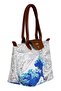 Women's Vegan White Large Handbag - Japanese Waves Design - 2