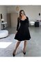 Women's Long Sleeve Round Neck Midi Viscose Two Thread Dress
