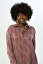 Women's Patterned Oversized Shirt Burgundy