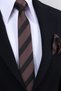 Hand Made 6 cm Striped Pattern Coffee-Black Color Handkerchief Tie - 3