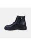 Men's Black Leather Boots with Rubber Detail and Zipper - 3