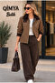 Concept Women's Collar & Cuff Velvet Oil Fabric Premium Basic Coat - 2