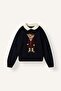 Crew Neck Teddy Bear Patterned Knitwear Sweater for Girls I3598A826Wn