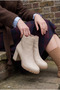 Women's New Season Minimal Design Zippered Estia Beige Heeled Boots - 2