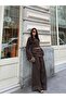 Women's Brown Spanish Sleeve Blouse Pants Bottom Top Set - 4