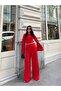 Women's Red Spanish Sleeve Blouse Pants Bottom Top Set - 2