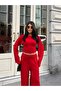 Women's Red Spanish Sleeve Blouse Pants Bottom Top Set - 6