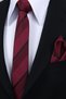 Hand Made 6 cm Striped Pattern Burgundy-Black Color Handkerchief Tie - 2