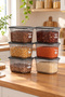 4520 Smoked Cellar Box Set of 6 Rectangular Labeled Food Storage Containers 1.3 Liters – Legumes, Spices, and Kitchen Organizer - 3