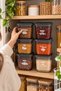 4520 Smoked Cellar Box Set of 6 Rectangular Labeled Food Storage Containers 1.3 Liters – Legumes, Spices, and Kitchen Organizer - 4