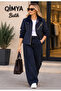 Concept Women's Collar & Cuff Velvet Oil Fabric Premium Basic Coat - 6