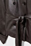 Faux Leather Stand Collar Lined Women's Leather Jacket - 4