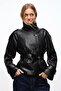 Faux Leather Stand Collar Lined Women's Leather Jacket - 2