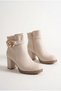 Women's New Season Gold Chain Detailed Véyra Beige Heeled Boots - 3