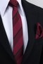 Hand Made 6 cm Striped Pattern Burgundy-Black Color Handkerchief Tie - 3