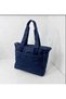 Navy Blue Fluffy Fabric Zippered Hand and Shoulder Bag - 2