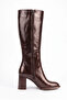 Women's Knee-Length Platform Thick Heeled Round Toe Zippered Long Boots - Linya - Brown - 2