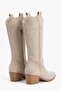 Embroidered Zipper Detailed Western Long Women's Cowboy Boots Beige - 3