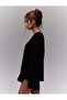 Black Basic Women's Crew Neck Long Sleeve Blouse - 3