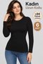 Women's Long Sleeve Badi Undershirt T-Shirt (Tutku Authorized Seller) 94% Cotton 6% Elastane 6 Pieces – Black