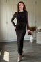 Stoned Long Sleeve Maxi Tulle Dress with Chest Detail