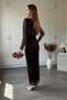 Stoned Long Sleeve Maxi Tulle Dress with Chest Detail - 7