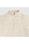 Women's Cream Color Knitted Fabric Zipper Collar Sweater 007Vt-0000 - 2