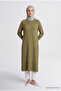 Jacquard Patterned Knitwear Tunic Dress Oil Green - 4