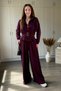 Belted High Collar Modal Fabric Stylish Trouser Suit with Drape Detail - 5