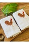 2-Piece White Cotton Embroidered Gift Hand Towel Set 30X50Cm - 3