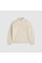 Women's Cream Color Knitted Fabric Zipper Collar Sweater 007Vt-0000