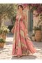 Pink Color Halter Neck Silk Dress with Gold Detail and Low Back Cutout - 6