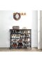 5-Tier Shoe Rack Organiser with Metal Mesh Shelves, Rustic Brown - 4