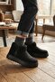 Black Short Cold-Resistant Suede Women's Boots & Booties with Fur Inside - 3