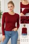 Women's 100% Viscose Long Sleeve Body Crew Neck Basic Top, Soft Textured Comfortable Fit Daily Wear Women's Clothing, Flexible Constructed Stylish and Comfortable Long Sleeve Blouse
