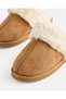 Women Tan Faux Fur Closed Toe Mule Slippers - 4